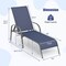 Costway Patio Lounge Chair Chaise Adjustable Reclining Armrest Navy/Brown/Grey